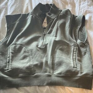 Olive Green Sleeveless Sweatshirt